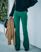 Sophie High Rise Bell Bottom Cordhose - Grün